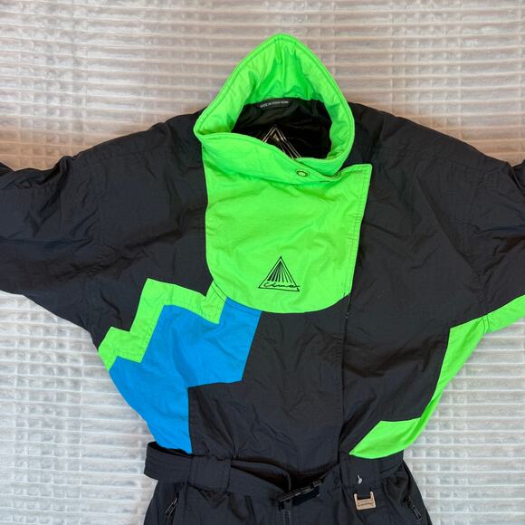 VTG Cima Ski Wear Suit Womens Sz 8 Black Neon Colors 80s 90s Style - Picture 7 of 10
